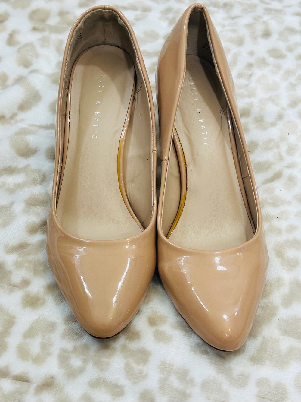 Kelly & Katie Patent Nude Pointed-Toe Pumps